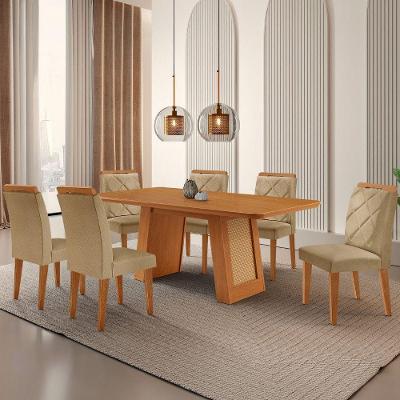 Mesa De Jantar Carolina Com 6 Cadeiras Moderna Mobilia Turim 07/naturale Laminado