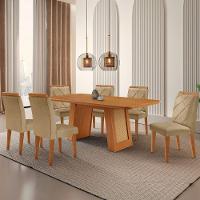 Mesa De Jantar Carolina Com 6 Cadeiras Moderna Mobilia Turim 07/naturale Laminado - 1