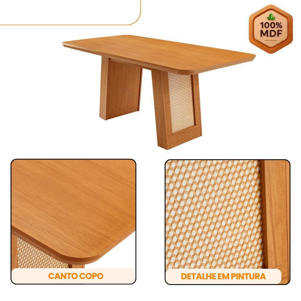 Mesa De Jantar Carolina Com 6 Cadeiras Moderna Mobilia Veludo Grafite/naturalle Laminado - 2