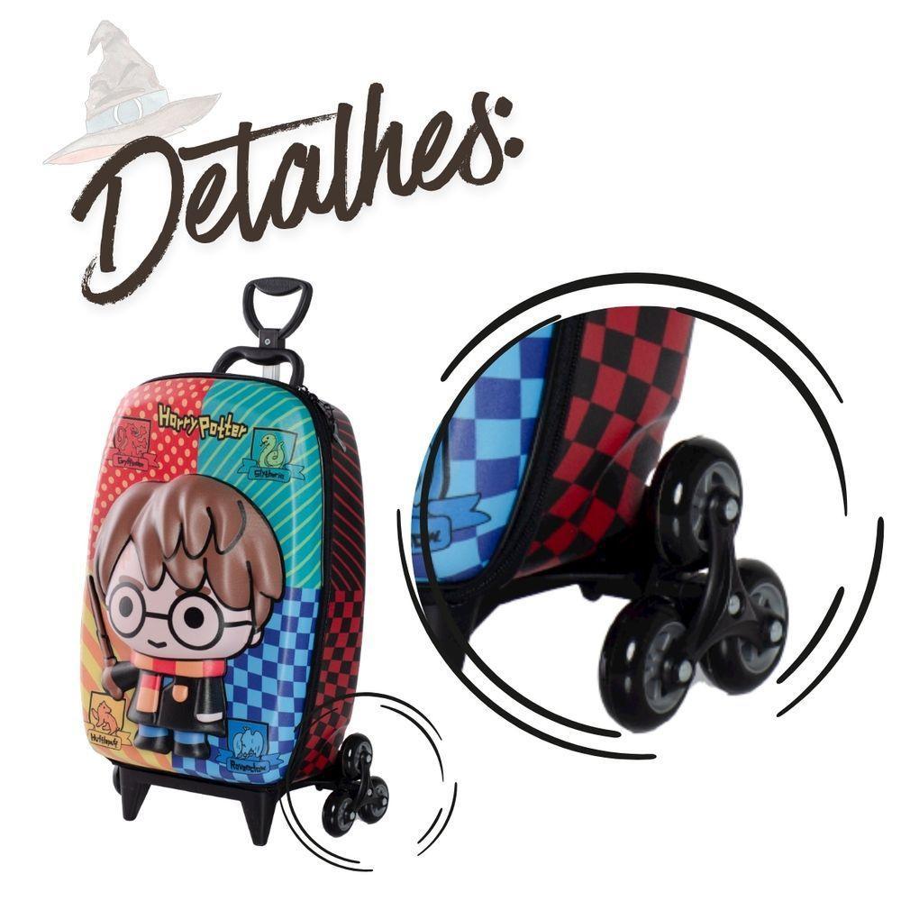 Mala Viagem Infantil Harry Potter Casas Hogwarts 3d Com Rodinhas Leve E Forte - 3