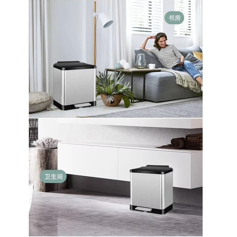 Lixeira Tripla Coleta Seletiva Inox 30 Litros Gigante 3 Cestos De Lixo Cozinha Escritorio 3 Em 1 Ecologica Luxo - 2