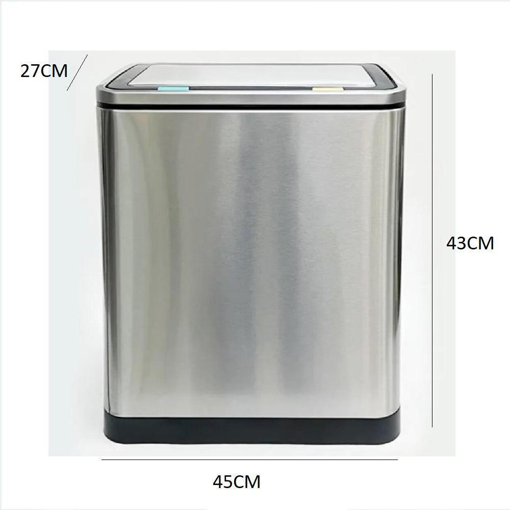Lixeira Tripla Coleta Seletiva Inox 30 Litros Gigante 3 Cestos De Lixo Cozinha Escritorio 3 Em 1 Ecologica Luxo - 6