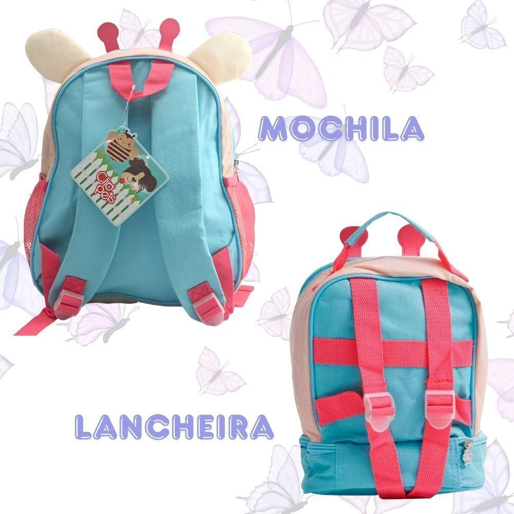 Kit Mochila Infantil Escolar Passeio Costas Girafa + Lancheira Térmica Girafa - 4