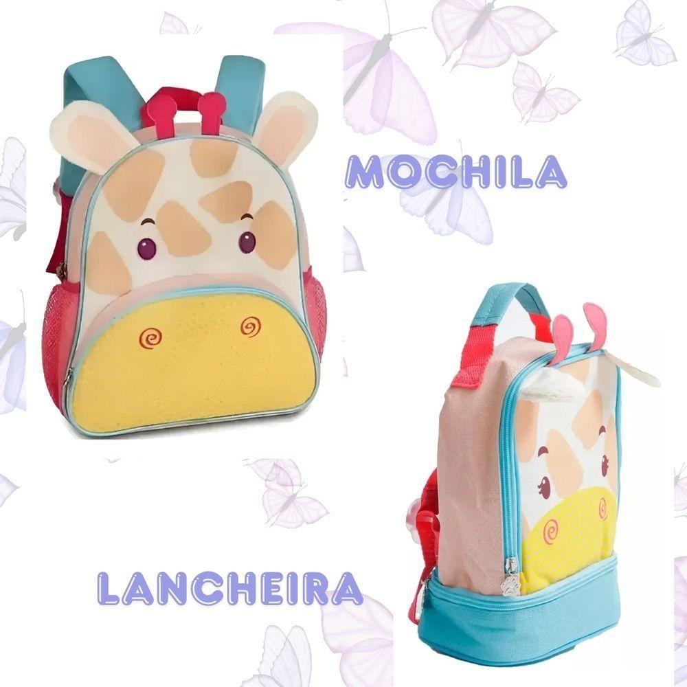 Kit Mochila Infantil Escolar Passeio Costas Girafa + Lancheira Térmica Girafa - 5