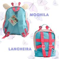 Kit Mochila Infantil Escolar Passeio Costas Girafa + Lancheira Térmica Girafa