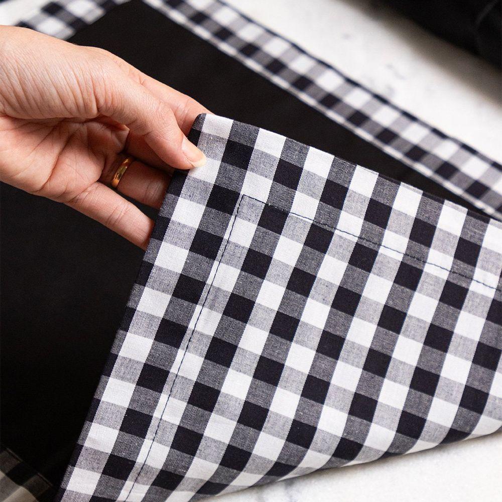 Kit De Mesa Posta Copa E Cia 4 Lugares Xadrez Preto E Branco - 3