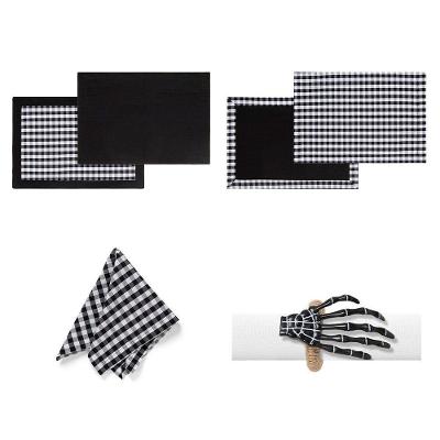 Kit De Mesa Posta Copa E Cia 4 Lugares Xadrez Preto E Branco