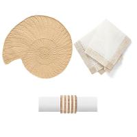 Kit De Mesa Posta Copa E Cia 4 Lugares Concha Natural - 1