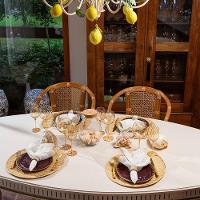 Kit De Mesa Posta Copa E Cia 4 Lugares Concha Natural - 3