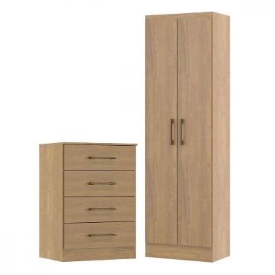 Kit Armário Multiuso Com Gaveteiro Mdp 3000 Menu Móveis Carvalho