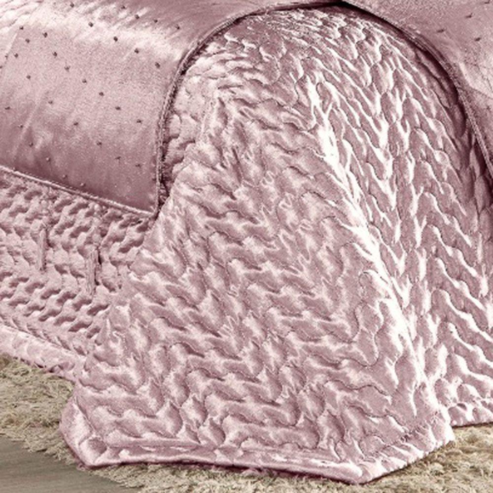 Kit Cobre Leito Colcha Casa Scarpa Fascínio Super King Cetim C/ Tule De Pérola 10 Peças - Rosê - 4