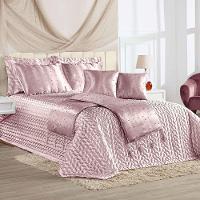 Kit Cobre Leito Colcha Casa Scarpa Fascínio Super King Cetim C/ Tule De Pérola 10 Peças - Rosê - 1