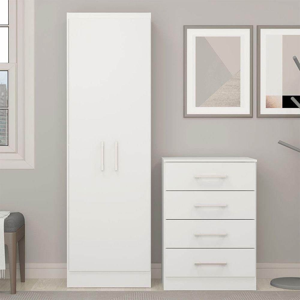 Kit Armário Prateleira Gaveteiro Multiuso Mdp Menu Móveis Branco - 1