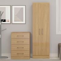 Kit Armário Prateleira Com Gaveteiro Mdp 3000 Menu Móveis Carvalho - 1