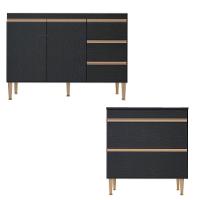 Kit Balcão De Cozinha Modulada Para Kitnet Mdp Menu Móveis Preto - 2