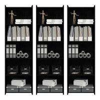 Kit 3 Estantes Para Escritório 57x183 Cm Mdp Menu Móveis Preto - 1