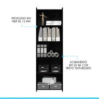 Kit 3 Estantes Para Escritório 57x183 Cm Mdp Menu Móveis Preto - 3