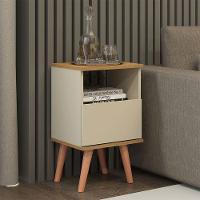 Kit 2 Mesas De Cabeceira Retrô 36x61cm Mdp 0636 Menu Móveis Champanhe - 2