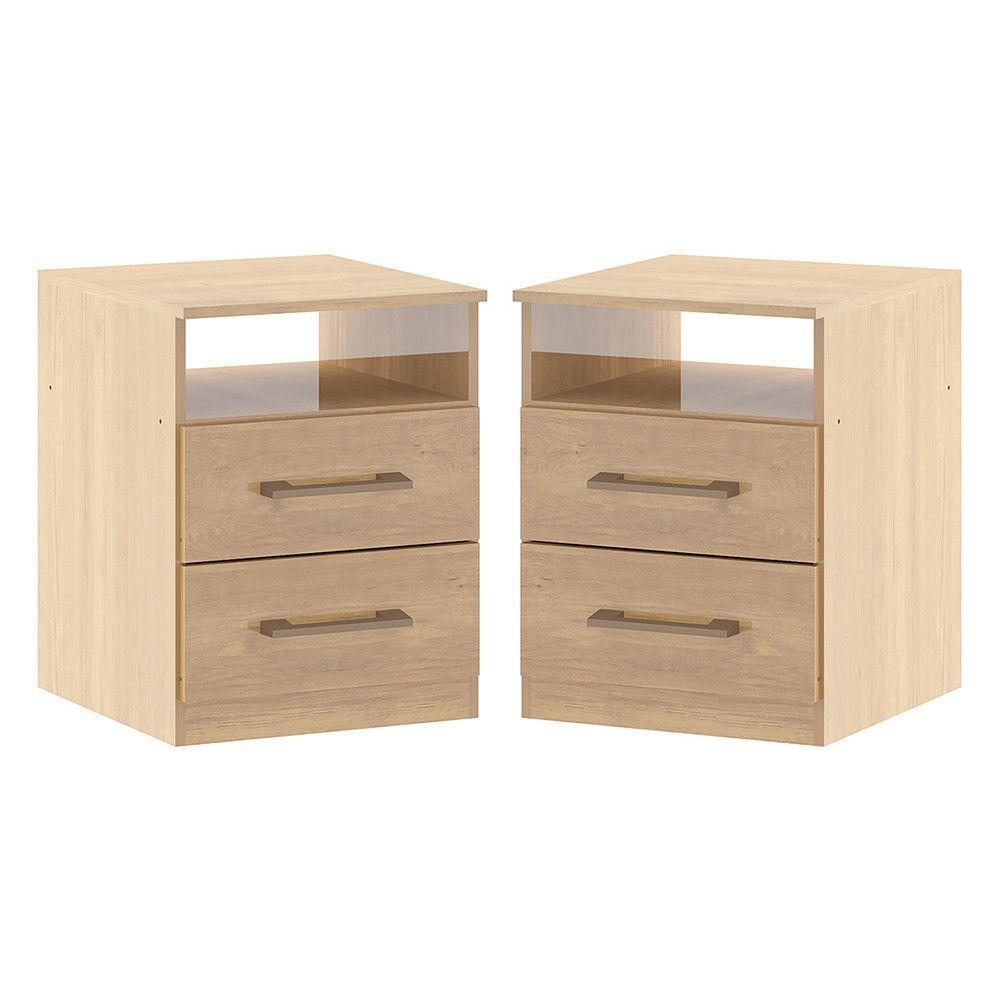 Kit 2 Mesas Cabeceira Gavetas 36x46cm Mdp 1040 Menu Móveis Carvalho - 1