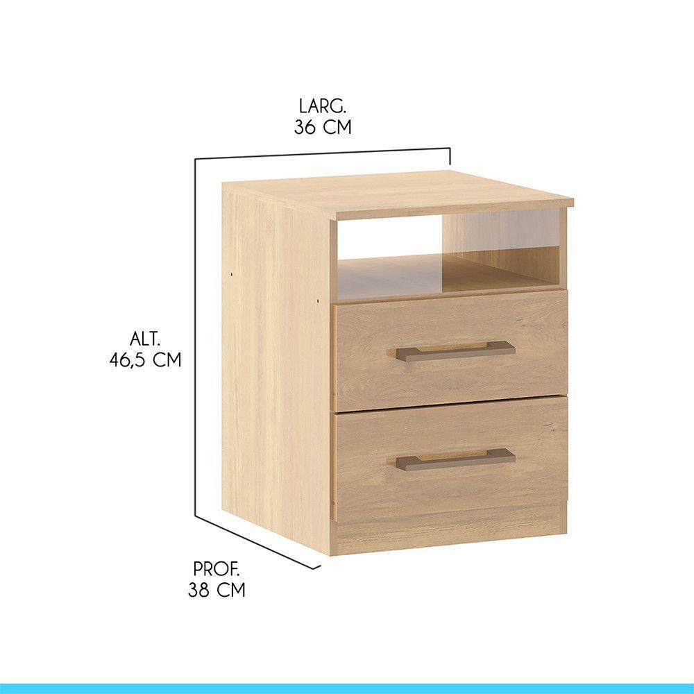 Kit 2 Mesas Cabeceira Gavetas 36x46cm Mdp 1040 Menu Móveis Carvalho - 4