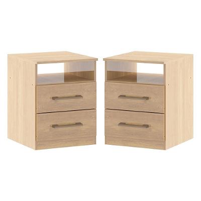 Kit 2 Mesas Cabeceira Gavetas 36x46cm Mdp 1040 Menu Móveis Carvalho