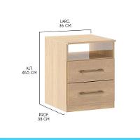 Kit 2 Mesas Cabeceira Gavetas 36x46cm Mdp 1040 Menu Móveis Carvalho