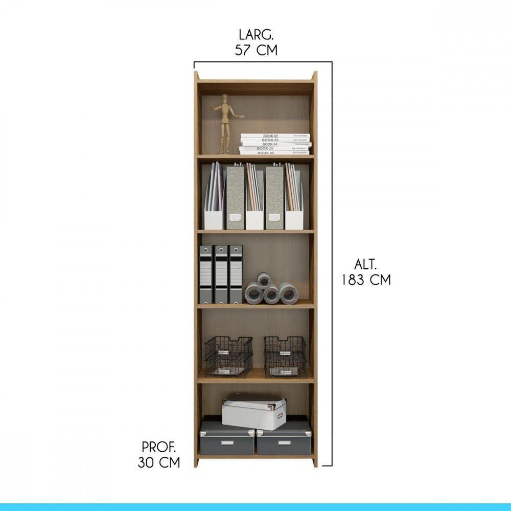 Kit 2 Estantes Para Escritório 57x183cm Mdp 0700 Menu Móveis Carvalho - 2
