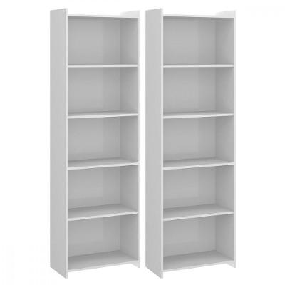 Kit 2 Estantes Para Sala 4 Prateleiras 57x183cm Menu Móveis Branco