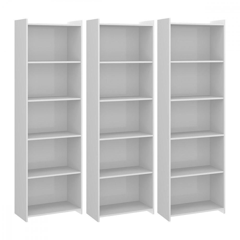 Kit 3 Estantes Multiuso 4 Prateleiras 57x183 Menu Móveis Branco - 1