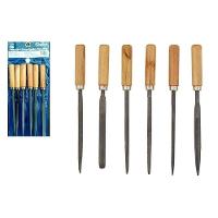 Jogo Lima Agulha Kit 6 Com Cabo Madeira Afiar Triangular Redonda Multiuso Ourives Reparo - 7