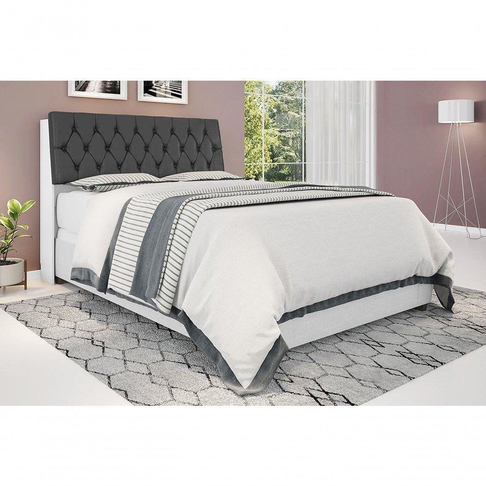 Cabeceira Box Casal 1,38 Isis Branco Com Painel Capitonê Cor 013 - Framar Móveis - 1