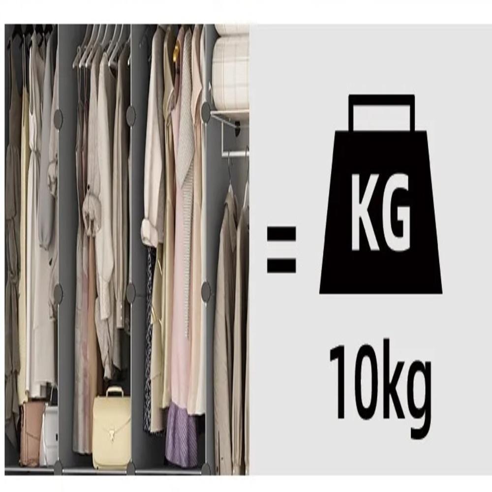 Guarda Roupa Portatil Armario Cabideiro 6 Portas Arara Organizador Modular Azul Luxo - 5