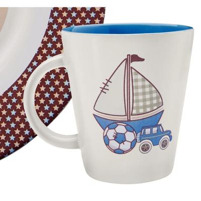 Xícara Infantil Cerâmica Azul Estampado Menino Desenhado Cerâmico Crianças Masculino Tramontina Tramontina