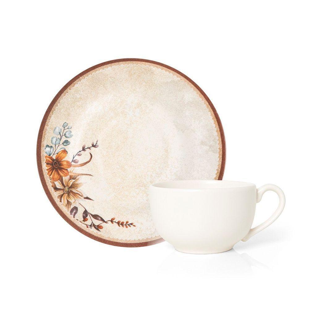 Xícara Com Pires Copa E Cia Aquarelle Em Cerâmica Adele - 1