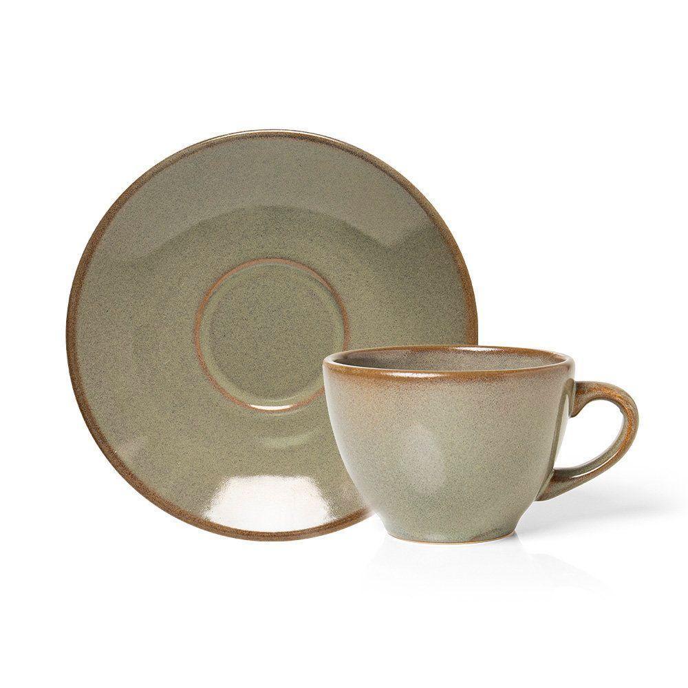 Xícara Com Pires Copa E Cia Reative Em Cerâmica Verde - 1