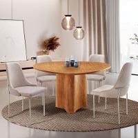 Sala De Jantar Mesa Selene Com 4 Cadeiras Moderna Mobilia Brisa/cinamomo Imbuia/prata - 1