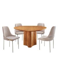 Sala De Jantar Mesa Selene Com 4 Cadeiras Moderna Mobilia Brisa/cinamomo Imbuia/prata - 2