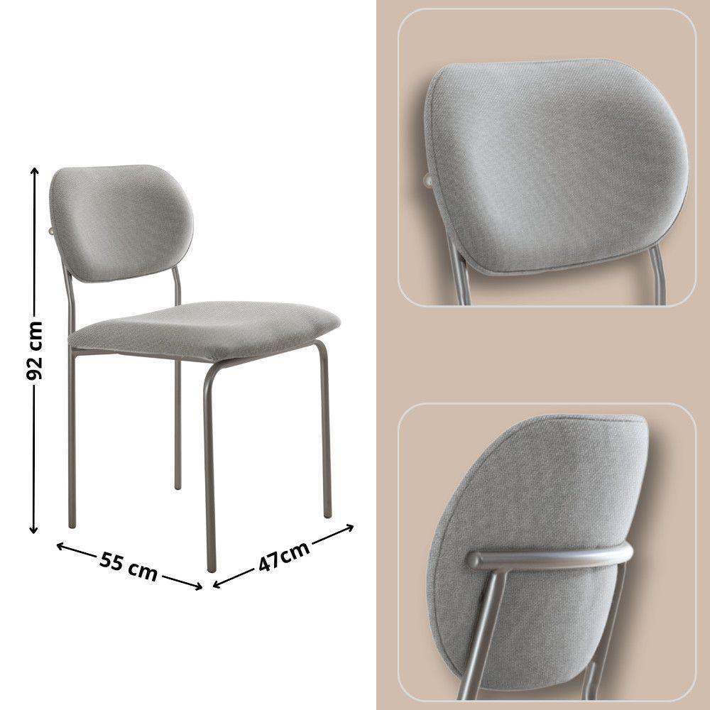 Sala De Jantar Mesa Ballare Com 4 Cadeiras Moderna Mobilia Luna/imbuia/off/prata - 3