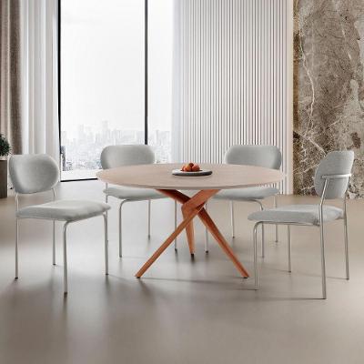 Sala de Jantar Ballare Marchezine 4 Lugares Mesa MDF Redonda Laqueada Texturizada Imbuia 135cm