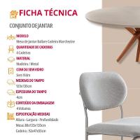 Sala De Jantar Mesa Ballare Com 4 Cadeiras Moderna Mobilia Luna/imbuia/off/prata - 7