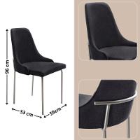 Sala De Jantar Mesa Selene Com 4 Cadeiras Moderna Mobilia Linho Preto/cinamomo Imb/prata - 3