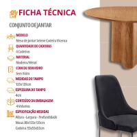 Sala De Jantar Mesa Selene Com 4 Cadeiras Moderna Mobilia Linho Preto/cinamomo Imb/prata - 7