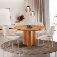 Sala De Jantar Mesa Selene Com 4 Cadeiras Moderna Mobilia Linho Off/cinamomo Imbuia/prata - 1