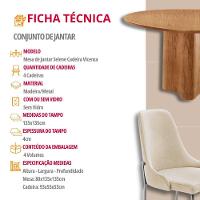 Sala De Jantar Mesa Selene Com 4 Cadeiras Moderna Mobilia Linho Off/cinamomo Imbuia/prata - 7