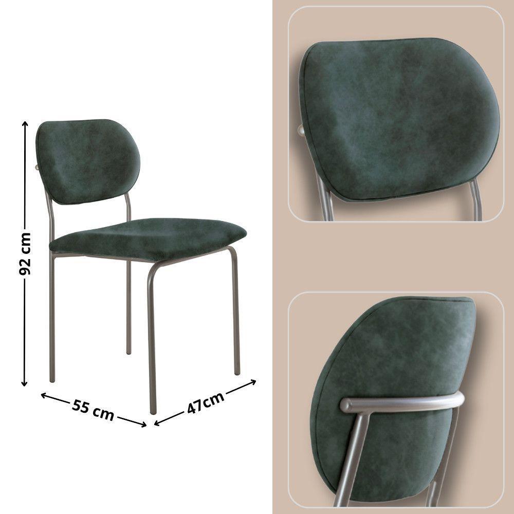 Sala De Jantar Mesa Ballare Com 4 Cadeiras Moderna Mobilia Jade/imbuia/off/prata - 3