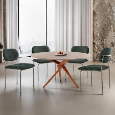 Sala de Jantar Ballare Marchezine 4 Lugares Mesa MDF Redonda Laqueada Imbuia 135cm