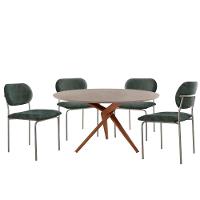 Sala De Jantar Mesa Ballare Com 4 Cadeiras Moderna Mobilia Jade/imbuia/off/prata - 2