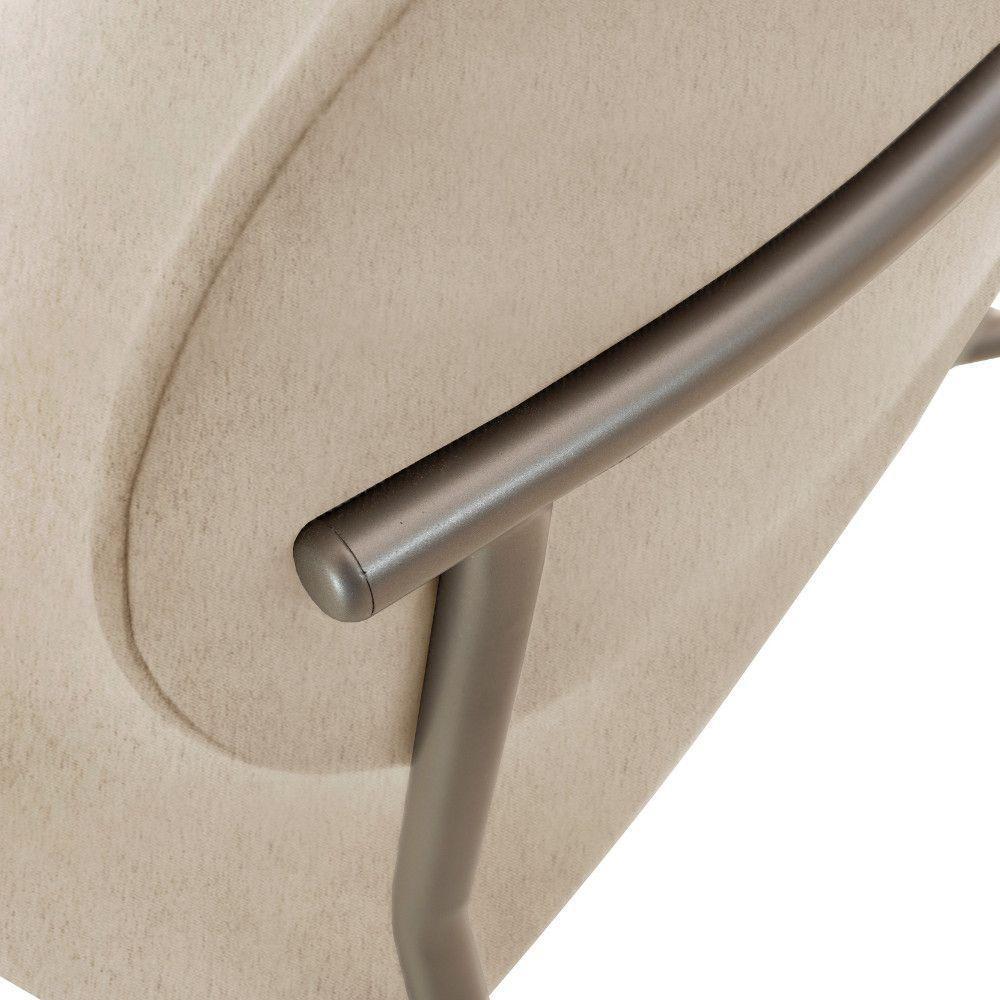 Sala De Jantar Mesa Ballare Com 4 Cadeiras Moderna Mobilia Linho Off/imbuia/off/prata - 4