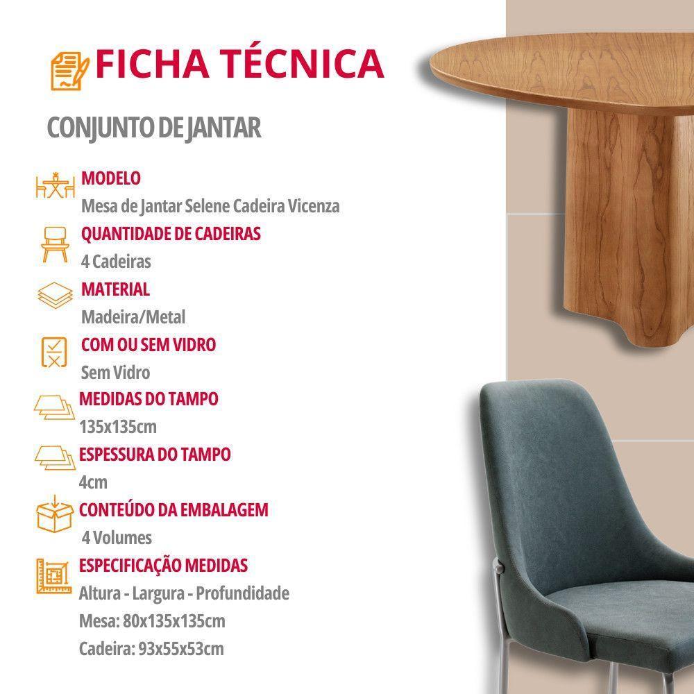 Sala De Jantar Mesa Selene Com 4 Cadeiras Moderna Mobilia Jade/cinamomo Imbuia/prata - 2