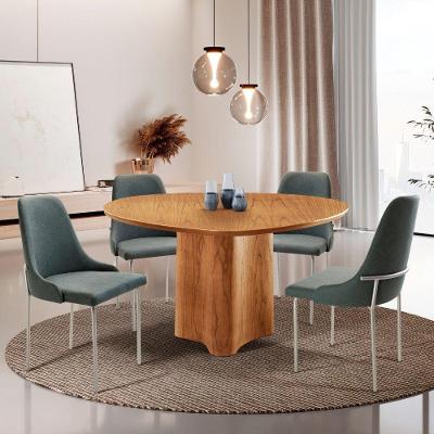 Conjunto de Jantar Selene Vicenza 4 Lugares Tampo MDF com Cadeiras Estofadas Imbuia 135x135cm